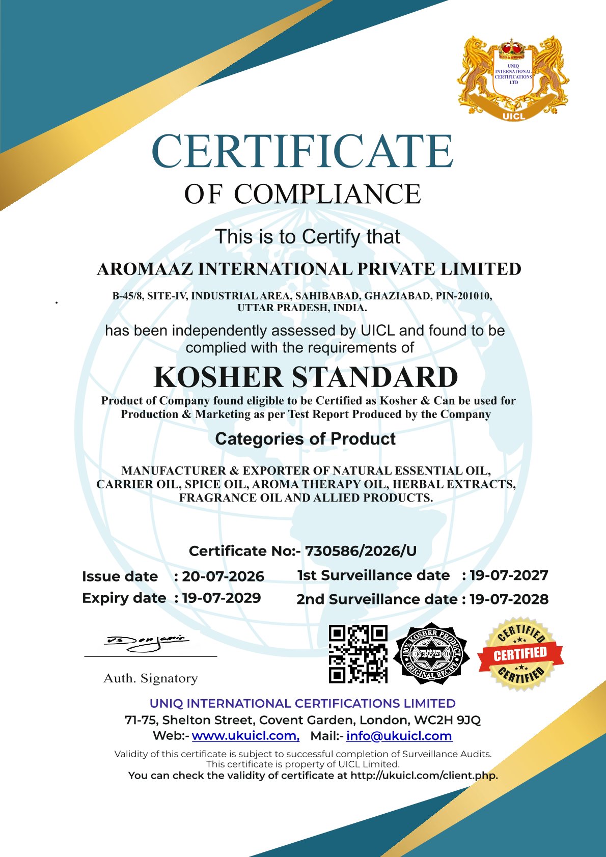 Kosher Certificate